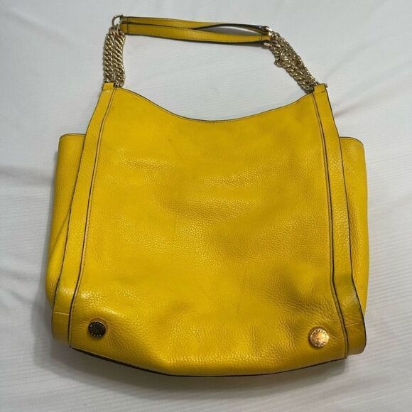 Michael Kors Newbury Yellow Pebbled Leather Shoulder Bag Purse Handbag - Picture 11 of 15
